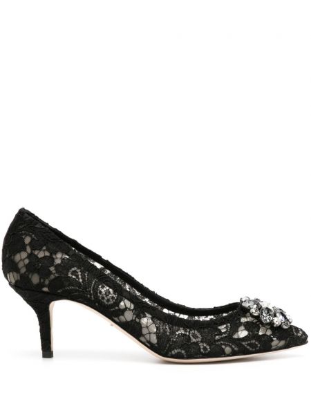 Прозрачни полуотворени обувки на цветя с дантела Dolce & Gabbana Pre-owned черно