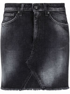 Bavlnená džínsová sukňa na gombíky na zips Dondup - čierna