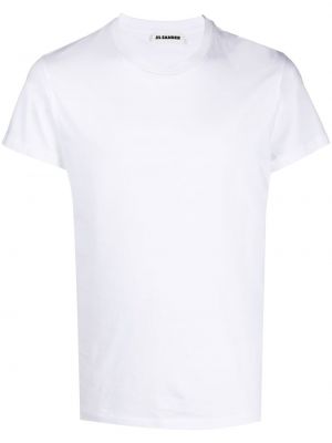 Bavlnené tričko s okrúhlym výstrihom Jil Sander biela