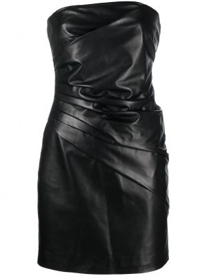 Usnjena mini obleka Manokhi črna
