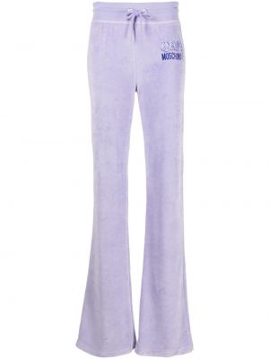 Велур спортни панталони с принт Moschino Jeans виолетово