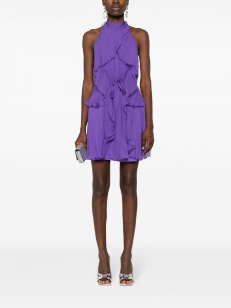 Mini šaty s volány Alberta Ferretti fialové