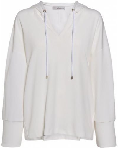 Bluza z kapturem z dekoltem w serek z dżerseju Max Mara biała