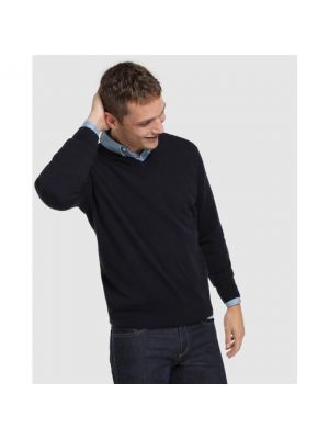 Jersey de lana de cachemir de tela jersey Alan Paine azul