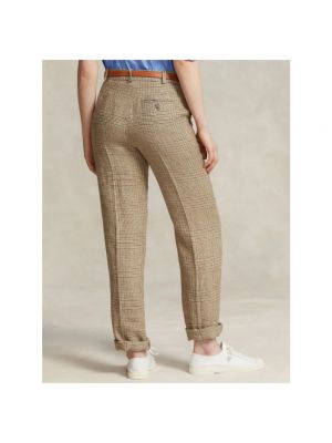 Pantalones chinos de lino con estampado de tweed Polo Ralph Lauren marrón