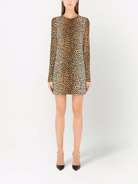 Leopardí šaty s potiskem Dolce & Gabbana zlaté