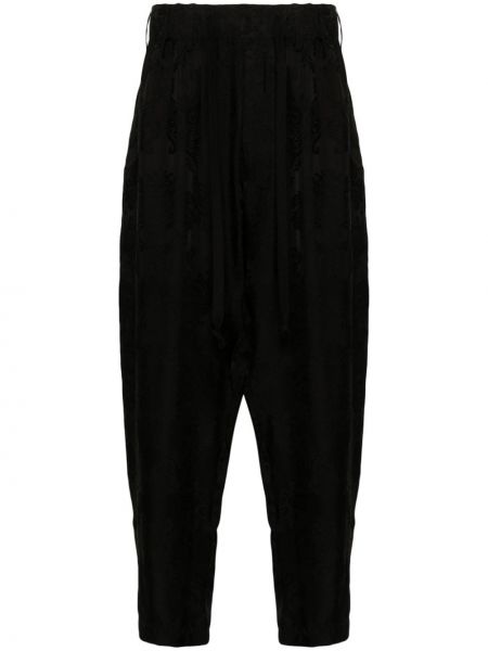 Pantaloni cu model floral din jacard Uma Wang negru