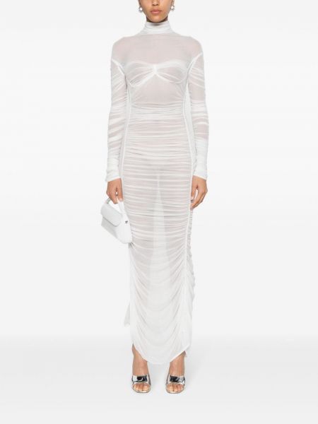 Midi šaty se síťovinou Mugler bílé