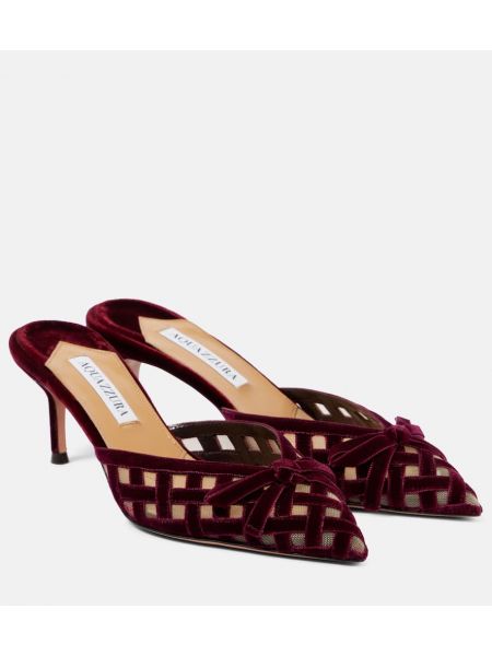 Sammet mules Aquazzura röd