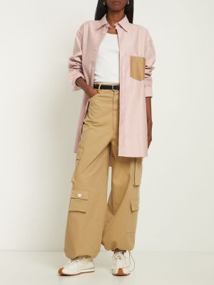 Camisa de raso de algodón con bolsillos Jw Anderson rosa