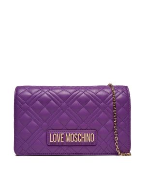 Pikowana torba na ramię Love Moschino fioletowa