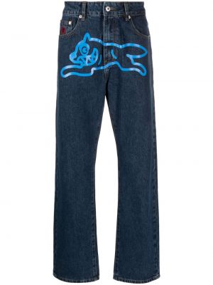 Haftowane proste jeansy Icecream niebieskie