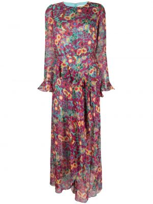 Maksi haljina s cvjetnim printom s printom Saloni ružičasta