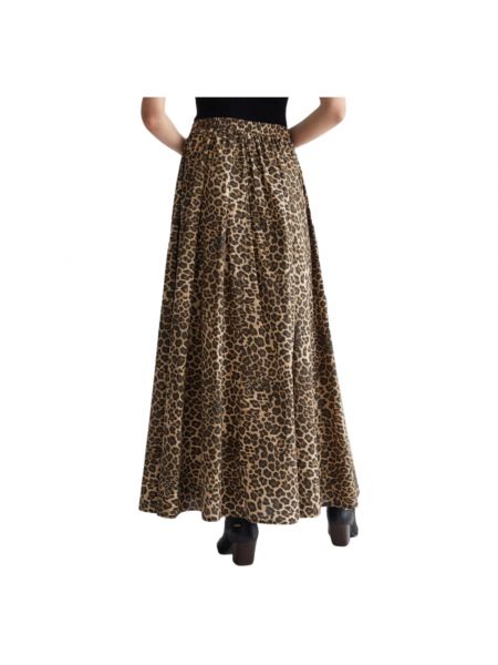 Falda larga con estampado leopardo Liu Jo beige