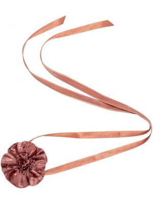 Žametna svilena kravata iz rebrastega žameta Jennifer Behr roza