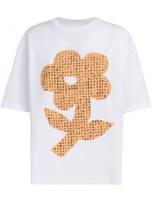 Bombažna majica s cvetličnim vzorcem s potiskom Marni