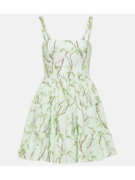 Lniana sukienka z nadrukiem Agua By Agua Bendita zielona
