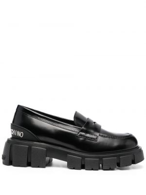 Pantofi loafer din piele Love Moschino negru