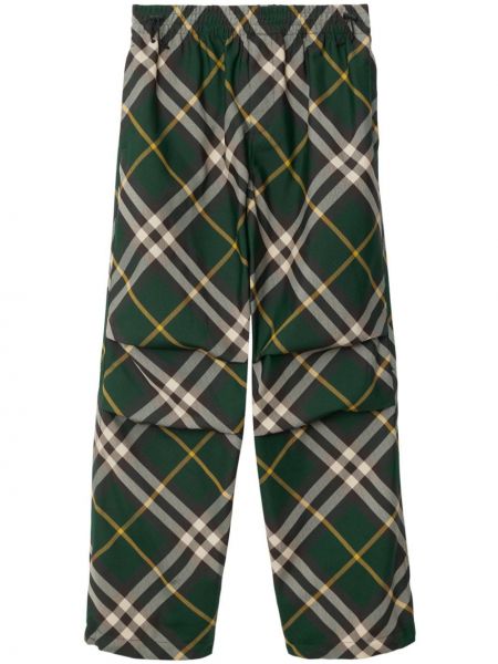Pantaloni în carouri cu croială lejeră Burberry verde