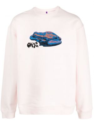 Памучен пуловер с принт Oamc розово