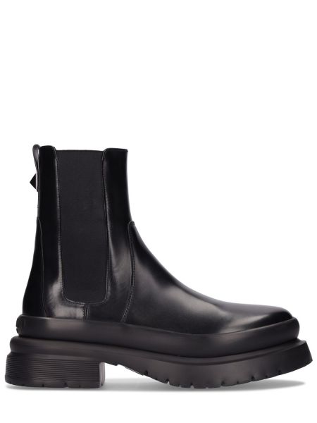 Botas de cuero con tachuelas Valentino Garavani negro