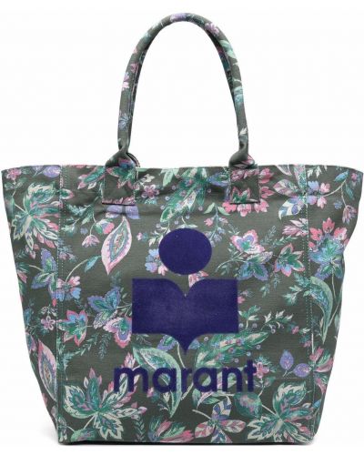 Bolso shopper de flores con estampado Isabel Marant verde
