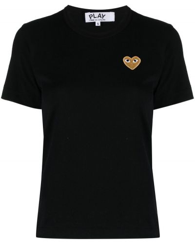 Tričko s výšivkou se srdcovým vzorem Comme Des Garçons Play černé