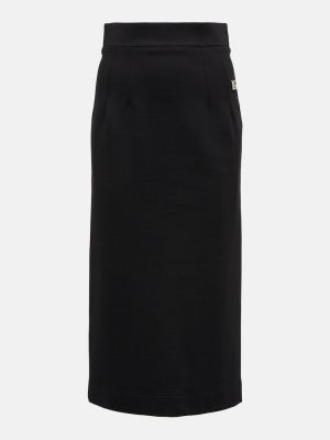 Falda midi ajustada de tela jersey Dolce&gabbana negro