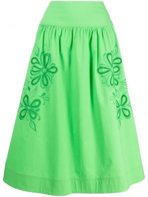 Květinové midi sukně s výšivkou Boutique Moschino zelené