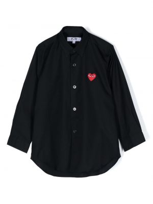 Памучна риза бродирана със сърца Comme Des Garçons Play черно