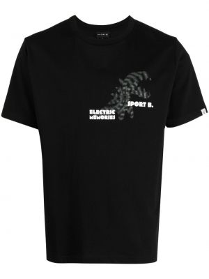 Koszulka z przetarciami bawełniana z nadrukiem Sport B. By Agnès B. czarna