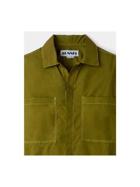 Blusa de algodón con bolsillos Sunnei verde