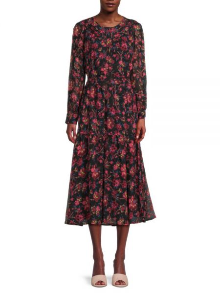 Платье миди в цветочек с принтом Derek Lam 10 Crosby черное