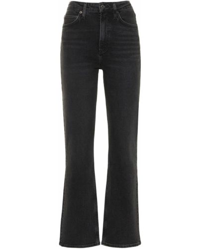 Jeansy skinny z wysoką talią slim fit bawełniane Agolde czarne