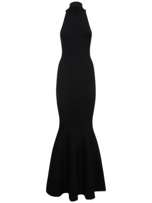 Vlnené dlouhé šaty Nina Ricci čierna