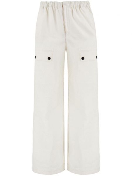 Lněné kalhoty relaxed fit Ferragamo bílé