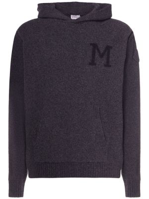 Hoodie di lana di cachemire in maglia Moncler grigio