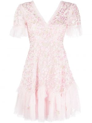 Květinové večerní šaty Needle & Thread růžové