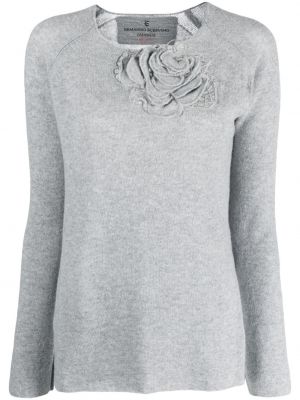 Кашмирен пуловер на цветя Ermanno Scervino сиво