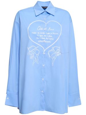 Памучна риза с принт Marco Rambaldi синьо
