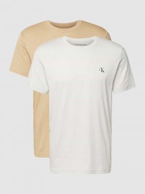 Koszulka z nadrukiem Calvin Klein Jeans srebrna