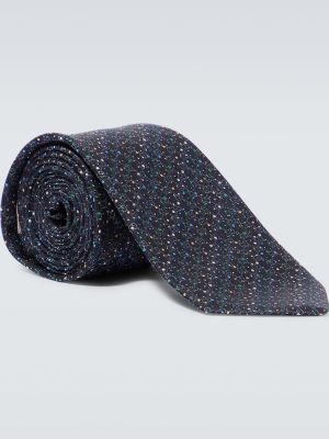 Žakárová hedvábná saténová kravata Gucci modrá