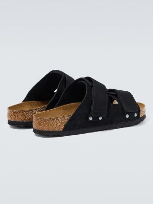 Sandale din piele de căprioară din nubuc Birkenstock negru
