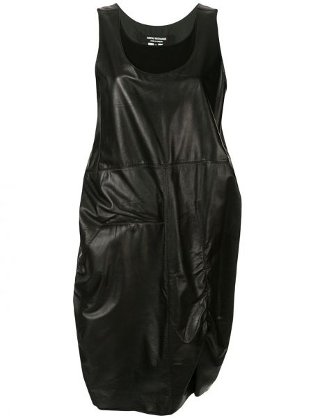 Bavlněné kožené mini šaty bez rukávů Junya Watanabe Comme Des Garçons Pre-owned - černá