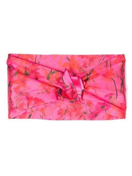 Svileni šal s cvjetnim printom s printom Fely Campo ružičasta