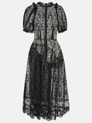 Украшенное кружевное платье миди Simone Rocha черный