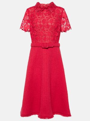 Sukienka midi tweedowa Oscar De La Renta różowa