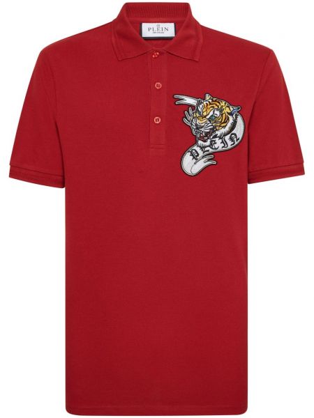 Poloshirt med broderier Philipp Plein rød