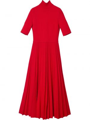 Vestido de cuello vuelto plisado Carolina Herrera rojo