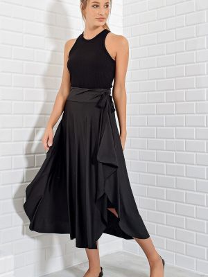 Bavlněné dlouhá sukně Trend Alaçatı Stili - černá
